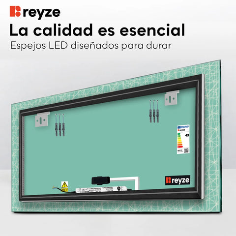 Espejo LED Rectangular | Botón táctil | Luz blanca fría - Reyze Seria Simetria Model 1