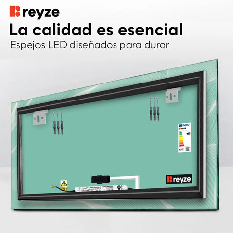 Espejo LED Rectangular | Botón táctil | Luz blanca cálida - Reyze Seria Simetria Model 2