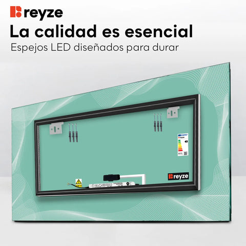Espejo LED Rectangular | Botón táctil | Luz blanca fría - Reyze Seria Simetria Model 3