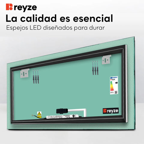 Espejo LED Rectangular | Botón táctil | Luz blanca cálida - Reyze Seria Simetria Model 4