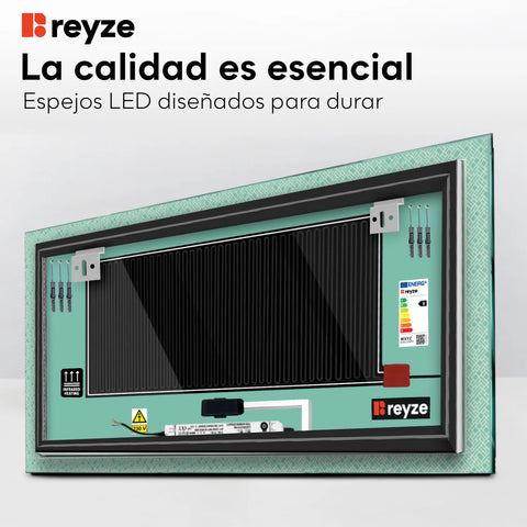 Espejo LED Rectangular | Botones táctiles | Función antivaho | Luz blanca fría - Reyze Seria Simetria Model 5