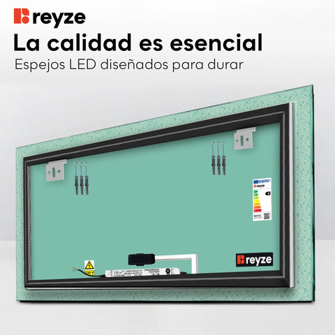 Espejo LED Rectangular | Botón táctil | Luz blanca cálida - Reyze Seria Simetria Model 5