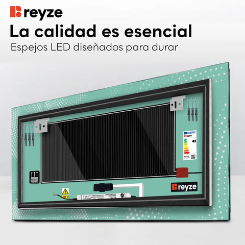 Espejo LED Rectangular | Botones táctiles | Función antivaho | Temperatura de color ajustable - Reyze Seria Simetria Model 8