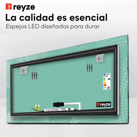 Espejo LED Rectangular | Botón táctil | Luz blanca fría - Reyze Seria Simetria Model 8