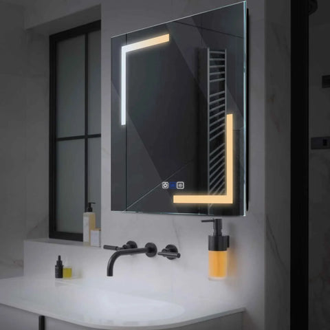 Espejo LED Cuadrado | Botones táctiles | Función antivaho | Temperatura de color ajustable - Reyze Seria Salono Model 3