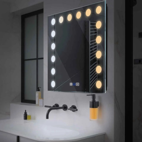 Espejo LED Cuadrado | Botones táctiles | Función antivaho | Temperatura de color ajustable - Reyze Seria Salono Model 6