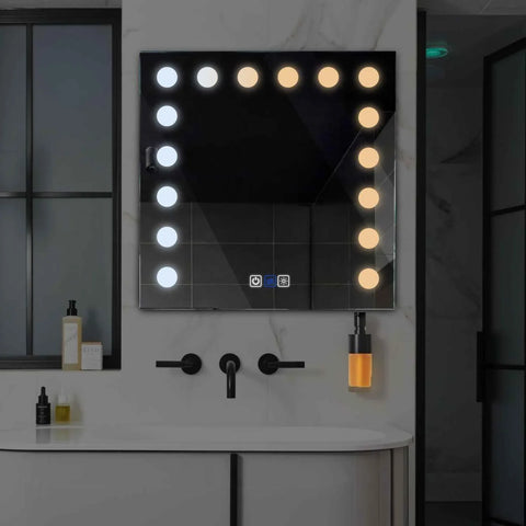 Espejo LED Cuadrado | Botones táctiles | Función antivaho | Temperatura de color ajustable - Reyze Seria Salono Model 6