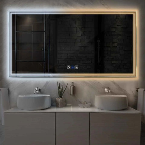 Espejo LED Rectangular | Botones táctiles | Función antivaho | Temperatura de color ajustable - Reyze Seria Edge Model 1