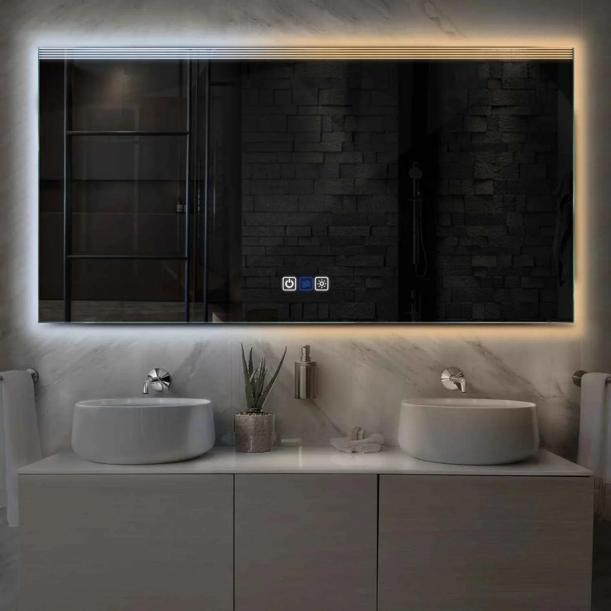 Espejo LED Rectangular | Botones táctiles | Función antivaho | Temperatura de color ajustable - Reyze Seria Edge Model 5