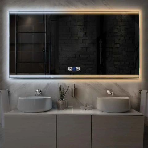 Espejo LED Rectangular | Botones táctiles | Función antivaho | Temperatura de color ajustable - Reyze Seria Edge Model 8