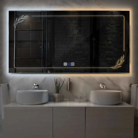 Espejo LED Rectangular | Botones táctiles | Función antivaho | Temperatura de color ajustable - Reyze Seria Good Vibes Model 1