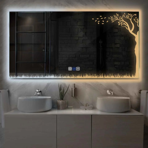 Espejo LED Rectangular | Botones táctiles | Función antivaho | Temperatura de color ajustable - Reyze Seria Good Vibes Model 8