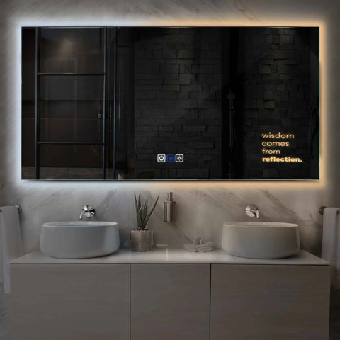 Espejo LED Rectangular | Botones táctiles | Función antivaho | Temperatura de color ajustable - Reyze Seria Motivated Model 1