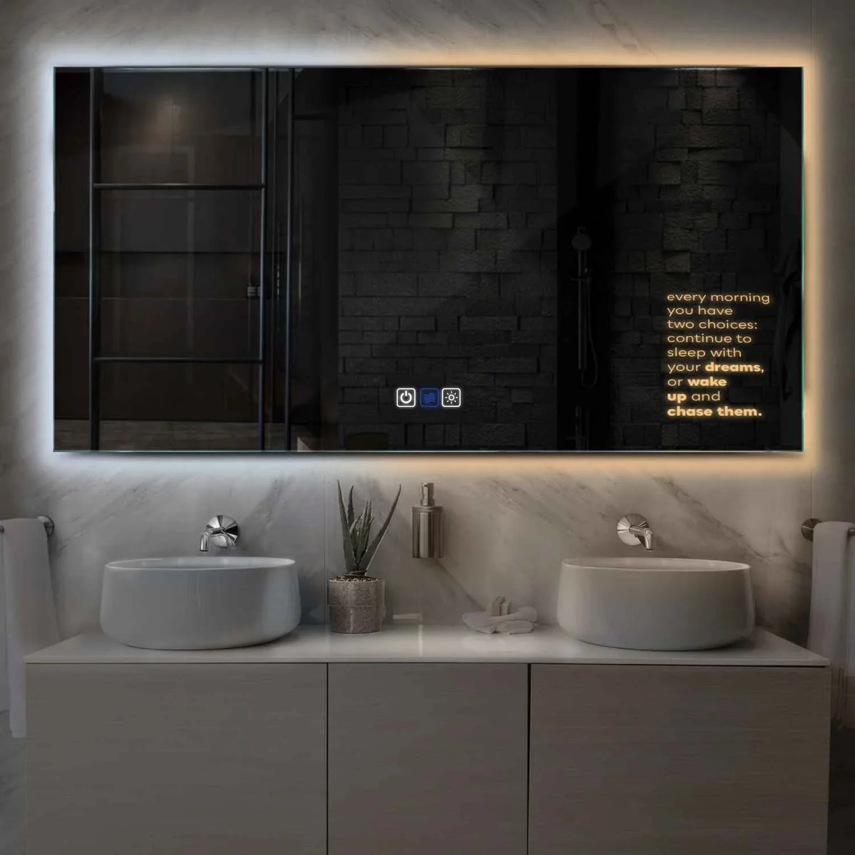 Espejo LED Rectangular | Botones táctiles | Función antivaho | Temperatura de color ajustable - Reyze Seria Motivated Model 2