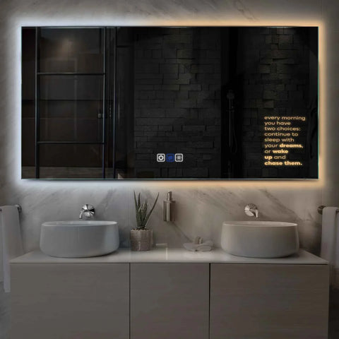 Espejo LED Rectangular | Botones táctiles | Función antivaho | Temperatura de color ajustable - Reyze Seria Motivated Model 2