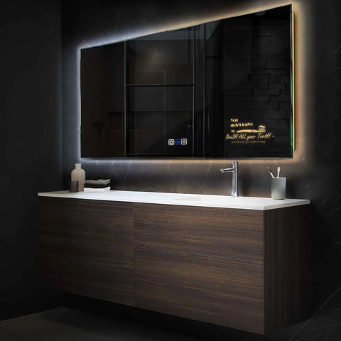 Espejo LED Rectangular | Botones táctiles | Función antivaho | Temperatura de color ajustable - Reyze Seria Motivated Model 3
