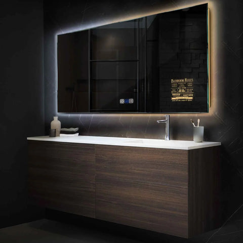 Espejo LED Rectangular | Botones táctiles | Función antivaho | Temperatura de color ajustable - Reyze Seria Motivated Model 5