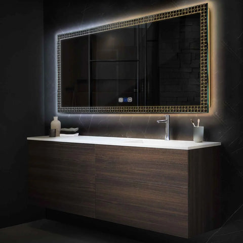 Espejo LED Rectangular | Botones táctiles | Función antivaho | Temperatura de color ajustable - Reyze Seria Official Model 4