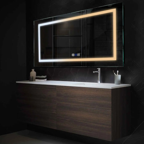 Espejo LED Rectangular | Botones táctiles | Función antivaho | Temperatura de color ajustable - Reyze Seria Salono Model 1