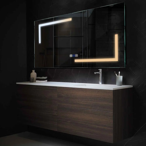 Espejo LED Rectangular | Botones táctiles | Función antivaho | Temperatura de color ajustable - Reyze Seria Salono Model 3