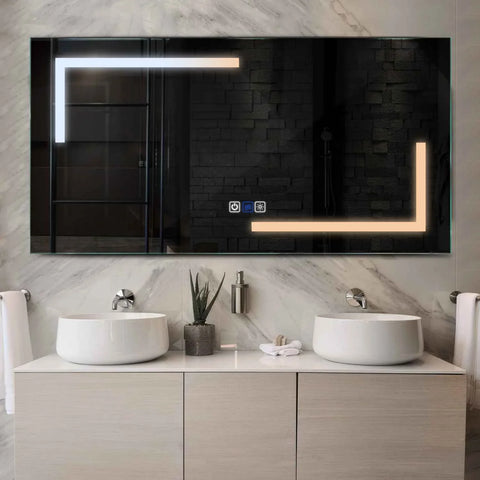 Espejo LED Rectangular | Botones táctiles | Función antivaho | Temperatura de color ajustable - Reyze Seria Salono Model 3