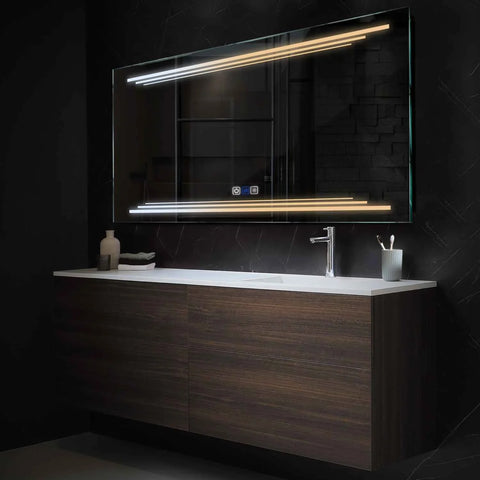 Espejo LED Rectangular | Botones táctiles | Función antivaho | Temperatura de color ajustable - Reyze Seria Salono Model 7