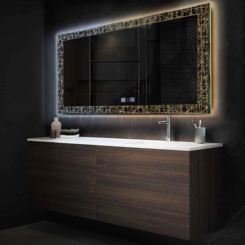 Espejo LED Rectangular | Botones táctiles | Función antivaho | Temperatura de color ajustable - Reyze Seria Simetria Model 1