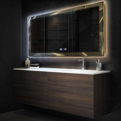 Espejo LED Rectangular | Botones táctiles | Función antivaho | Temperatura de color ajustable - Reyze Seria Simetria Model 2