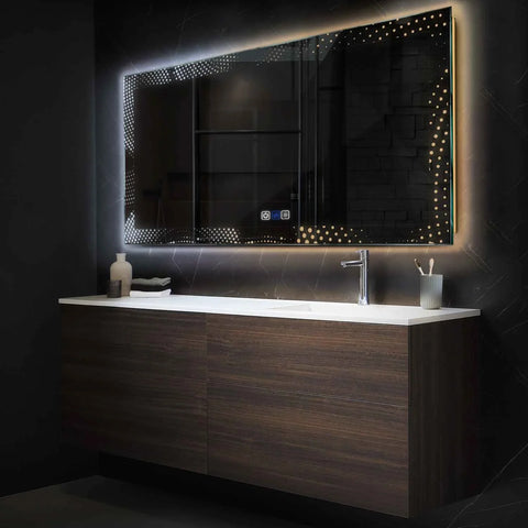Espejo LED Rectangular | Botones táctiles | Función antivaho | Temperatura de color ajustable - Reyze Seria Simetria Model 8