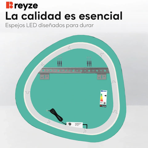 Espejo LED Asimétrico | Control por interruptor de pared | Luz blanca neutra - Reyze Seria Ambient Model 1