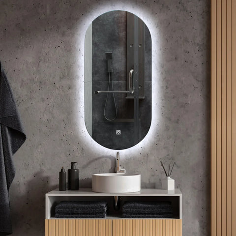 Espejo LED Ovalado | Botón táctil | Luz blanca fría - Reyze Seria Ambient Model 1