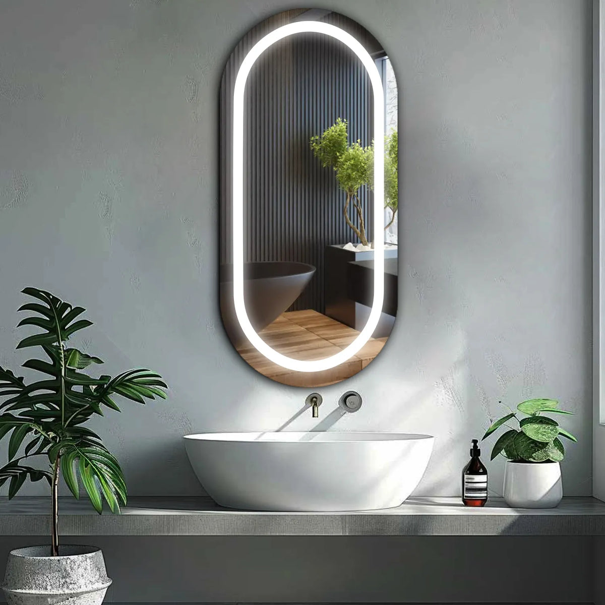 Espejo LED Ovalado | Control por interruptor de pared | Luz blanca fría - Reyze Seria Salono Model 1