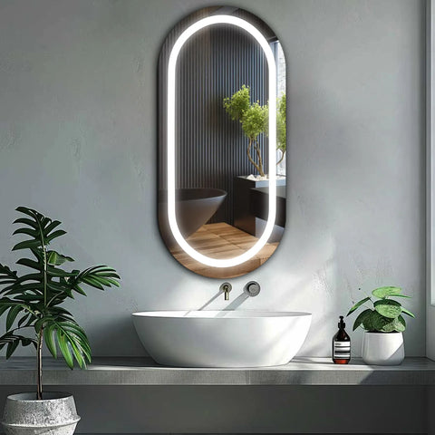 Espejo LED Ovalado | Control por interruptor de pared | Luz blanca fría - Reyze Seria Salono Model 1