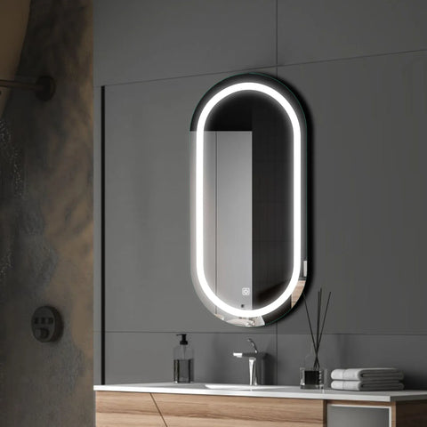 Espejo LED Ovalado | Botón táctil | Luz blanca fría - Reyze Seria Salono Model 1