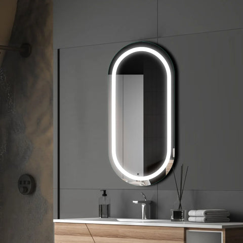 Espejo LED Ovalado | Control por interruptor de pared | Luz blanca fría - Reyze Seria Salono Model 1