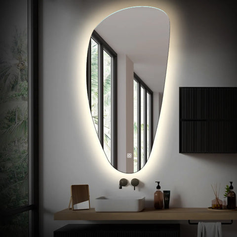 Espejo LED Asimétrico Vertical | Botón táctil | Luz blanca neutra - Reyze Seria Ambient Model 1