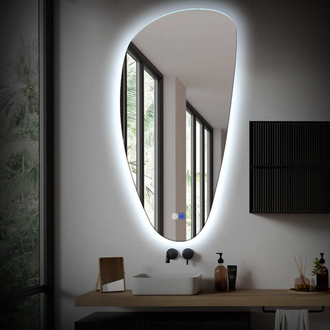 Espejo LED Asimétrico Vertical | Botones táctiles | Función antivaho | Luz blanca fría - Reyze Seria Ambient Model 1