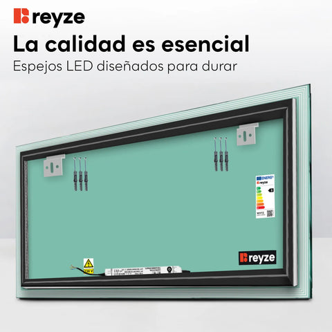 Espejo LED Rectangular | Control por interruptor de pared | Luz blanca fría - Reyze Seria Edge Model 1