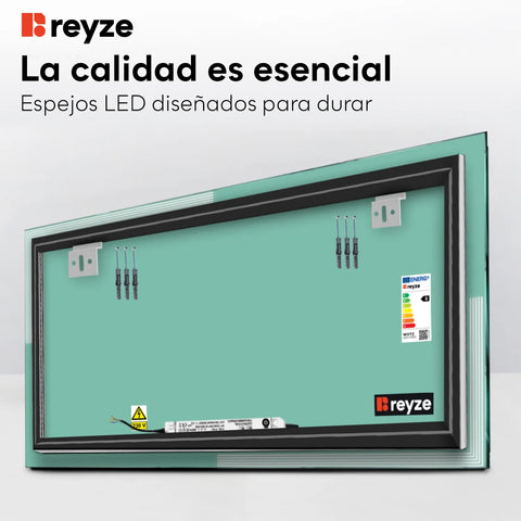Espejo LED Rectangular | Control por interruptor de pared | Luz blanca cálida - Reyze Seria Edge Model 2