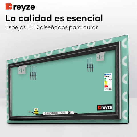 Espejo LED Rectangular | Control por interruptor de pared | Luz blanca cálida - Reyze Seria Edge Model 4