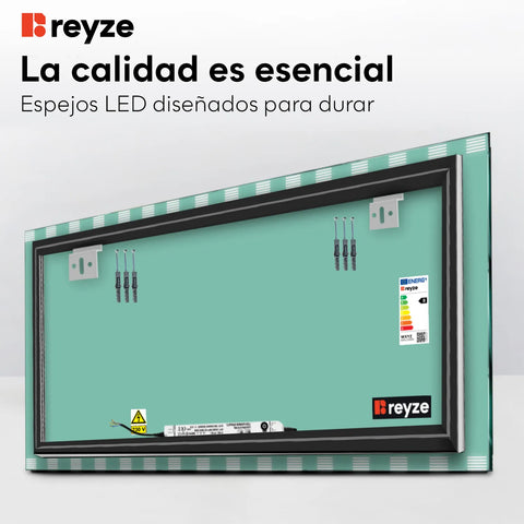 Espejo LED Rectangular | Control por interruptor de pared | Luz blanca cálida - Reyze Seria Edge Model 6