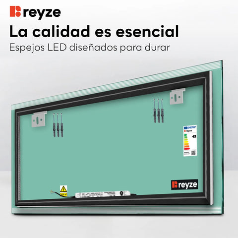 Espejo LED Rectangular | Control por interruptor de pared | Luz blanca cálida - Reyze Seria Edge Model 8