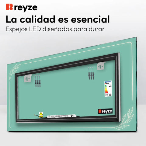 Espejo LED Rectangular | Control por interruptor de pared | Luz blanca fría - Reyze Seria Good Vibes Model 1