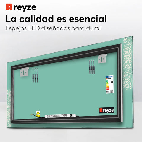 Espejo LED Rectangular | Control por interruptor de pared | Luz blanca fría - Reyze Seria Good Vibes Model 4