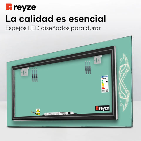 Espejo LED Rectangular | Control por interruptor de pared | Luz blanca fría - Reyze Seria Good Vibes Model 6