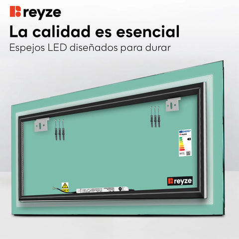 Espejo LED Rectangular | Control por interruptor de pared | Luz blanca fría - Reyze Seria Minimal Model 1