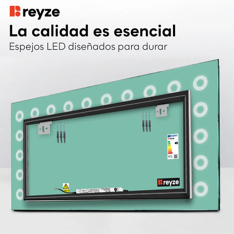 Espejo LED Rectangular | Control por interruptor de pared | Luz blanca cálida - Reyze Seria Minimal Model 4