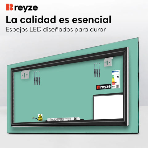Espejo LED Rectangular | Control por interruptor de pared | Luz blanca fría - Reyze Seria Motivated Model 1