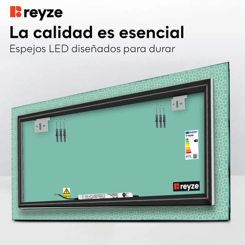Espejo LED Rectangular | Control por interruptor de pared | Luz blanca cálida - Reyze Seria Official Model 1