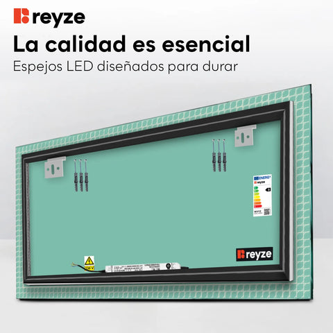 Espejo LED Rectangular | Control por interruptor de pared | Luz blanca fría - Reyze Seria Official Model 3